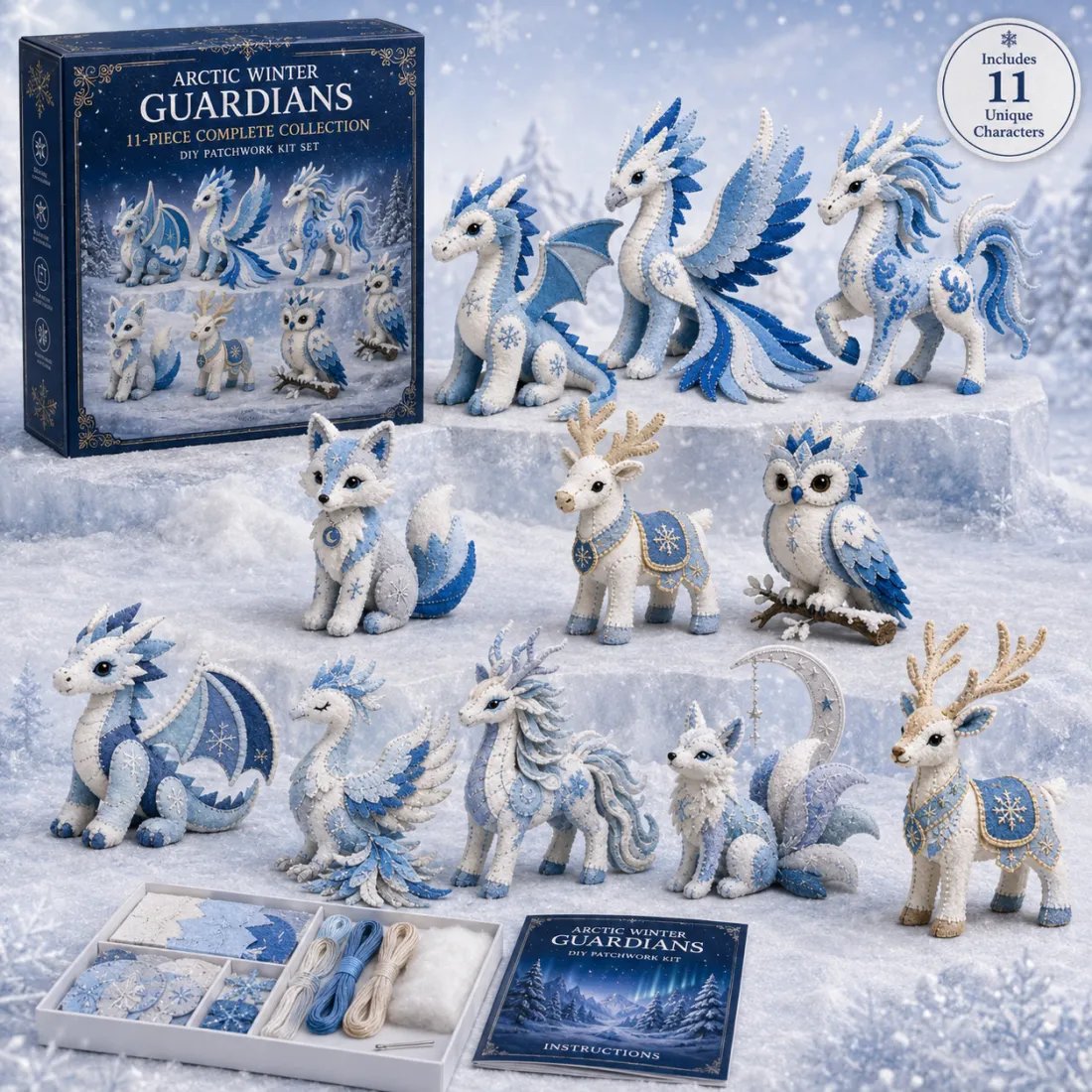 🏆Buy 2 Get 10%off &Free shipping🧵💙Arctic Winter Guardians DIY Patchwork Kit❄️