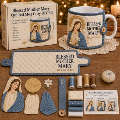 ⏳ Last Day 49% OFF – ✝️ Beginner-Friendly Christmas Faith Mug Cozy Sewing Kit | 6 Christian-Inspired Designs with Fabric Pieces, Batting, Appliqué, Thread, Buttons, Needle & Step-by-Step Guide Included 💕