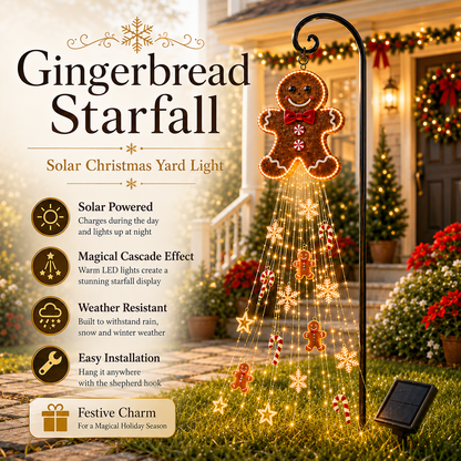 🍪 Gingerbread Starfall™ Solar Christmas Yard Light