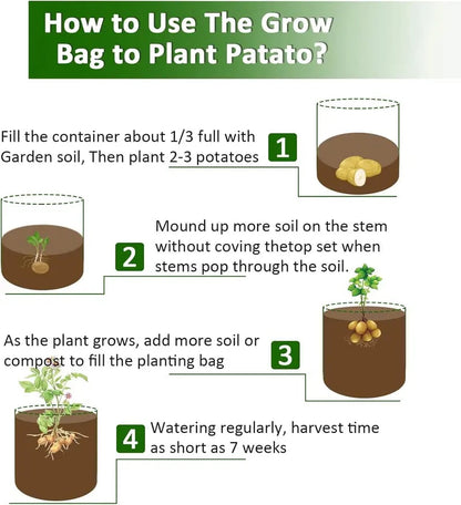 🥔 10 Gallon Potato Grow Bags (Set of 3) – Easy Harvest Flap 🌱