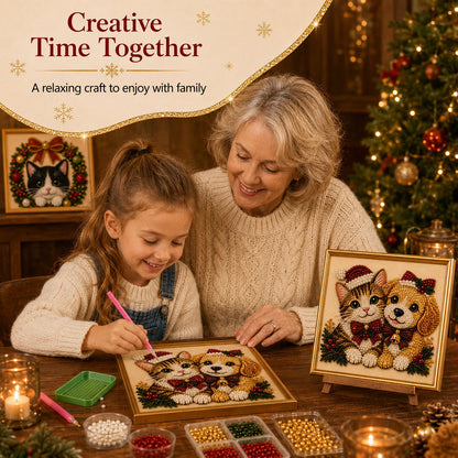 🎄LAST DAY 50% OFF – DIY Christmas Festive Pet Pearl Diamond Painting Art Kit With Frame