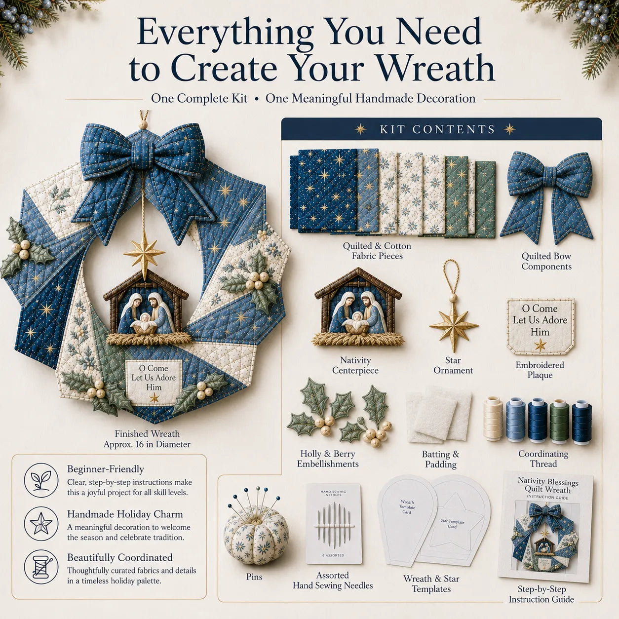 🔥LAST DAY 50% OFF - 🎄Christmas Fabric Wreath DIY Kit – A Keepsake You’ll Hang with Pride Year After Year💫