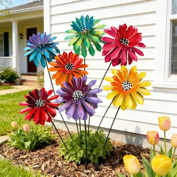 🔥Last Day 49% OFF-Metal Zinnia Flower Garden Stake