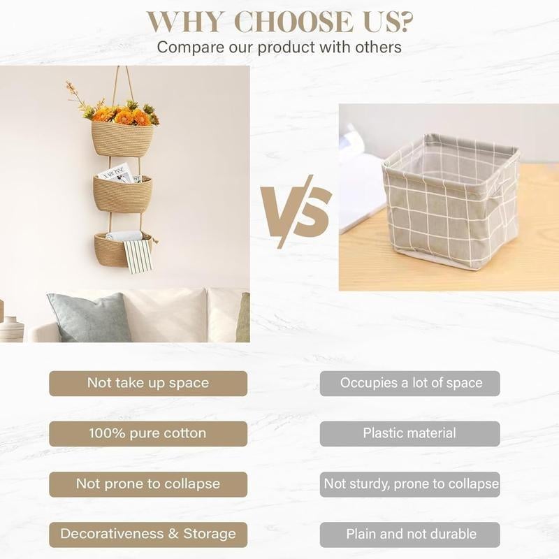 Decorative 3-Tier hanging organizer bag, over the door basket