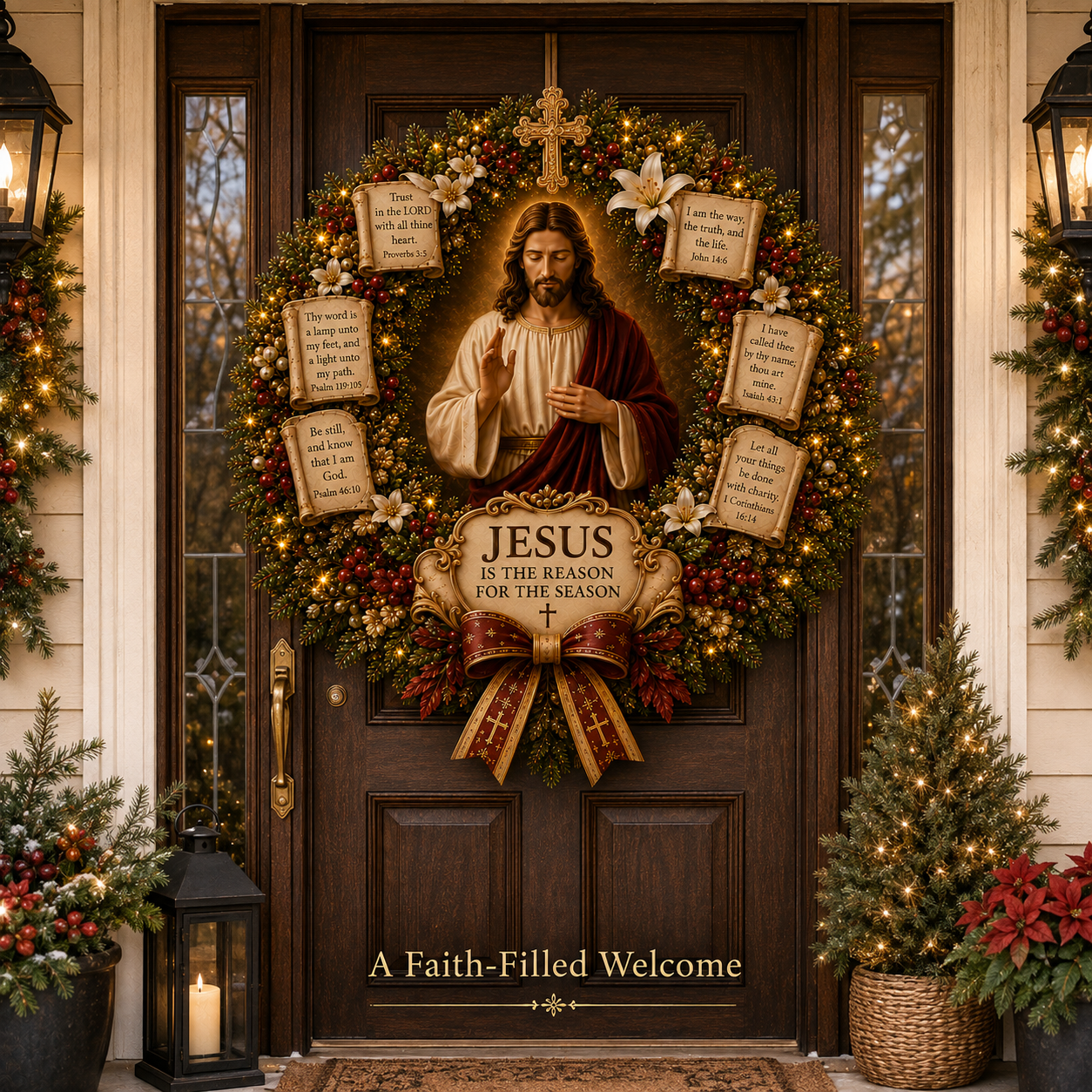 🔥Hot Sale 40% OFF✝️ Jesus Blessing Christmas Wreath
