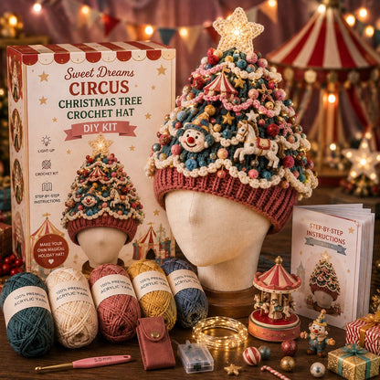 ⏳ Last Day 49% OFF – 🎄Beginner-Friendly Light-Up Christmas Tree Crochet Hat DIY Kit | Complete Kit with Coordinated Yarn, LED Lights & Step-by-Step Guide Included 💕
