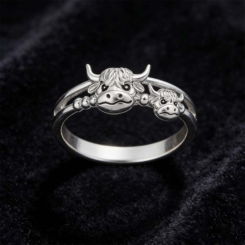 🔥LAST DAY 70% OFF 💕 ✨ Handcrafted Highland Cow Adjustable Ring