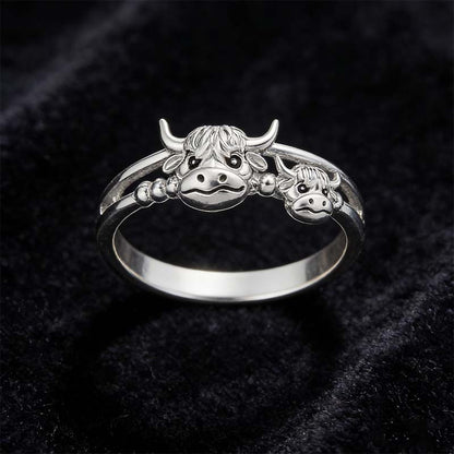 🔥LAST DAY 70% OFF 💕 ✨ Handcrafted Highland Cow Adjustable Ring