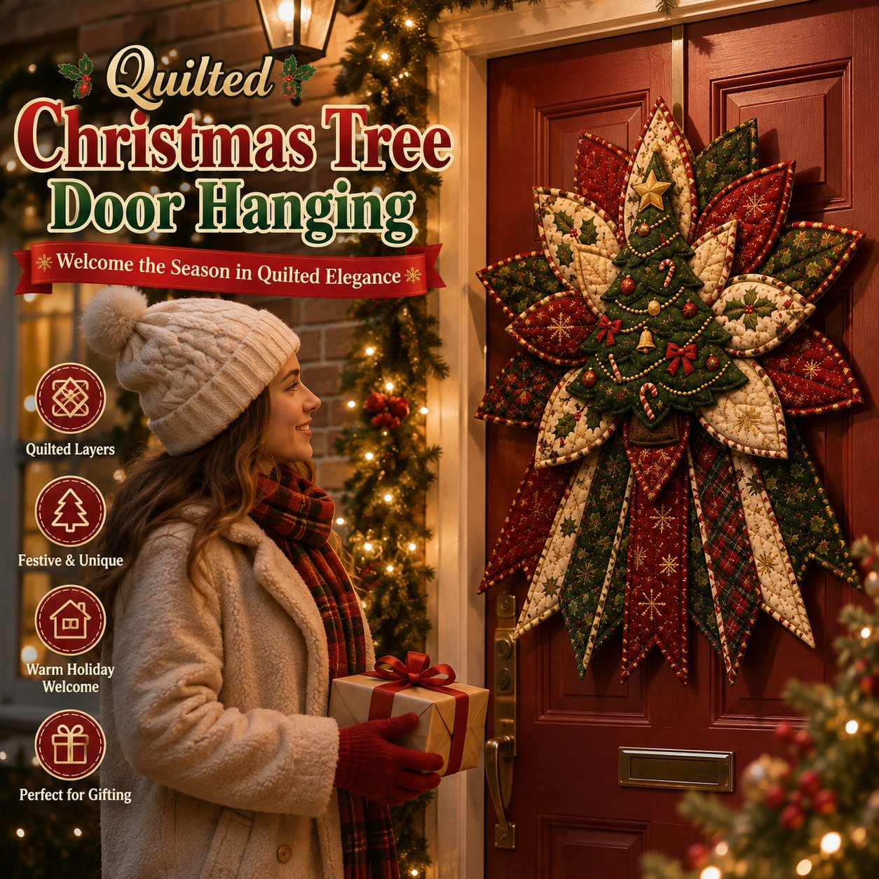 🎄Beginner-Friendly Oversized Christmas Character Quilted Door Hanger Sewing Kit | Complete Kit with All Tools & Step-by-Step Guide Included 💕