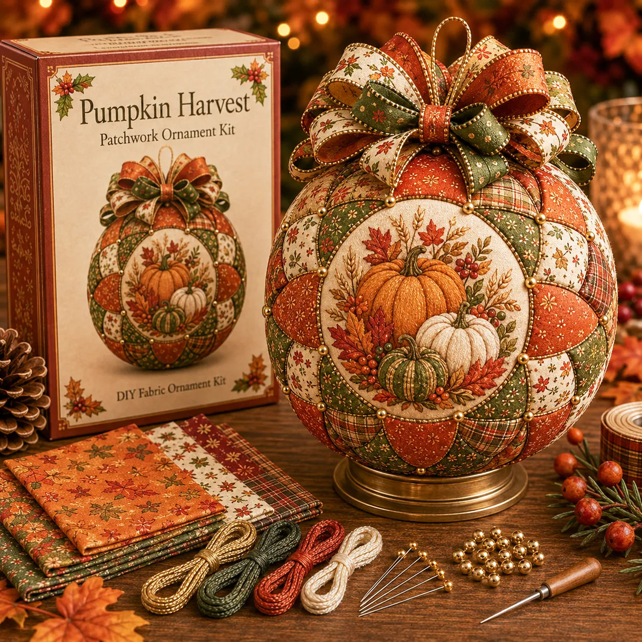 🔥LAST DAY 50% OFF -🍂 Autumn Thanksgiving Classics Patchwork Ornament DIY Kit