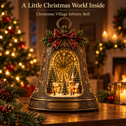🎄 Christmas Village Infinity Bell – Lighted 3D Holiday Decor