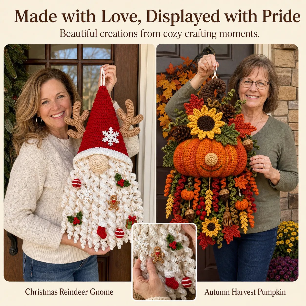 ⏳ Last Day 49% OFF – 🧶 DIY Seasonal 3D Crochet Door Hanger Kit Collection | Coordinated Yarn, Filling, Accessories & Step-by-Step Instructions Included 💕