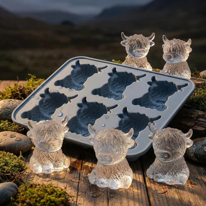 🐮🧊 Mini Highland Cow Ice Cube & Dessert Mold 🍪 Cute 3D Ice for Drinks, Parties & Gifts🎁