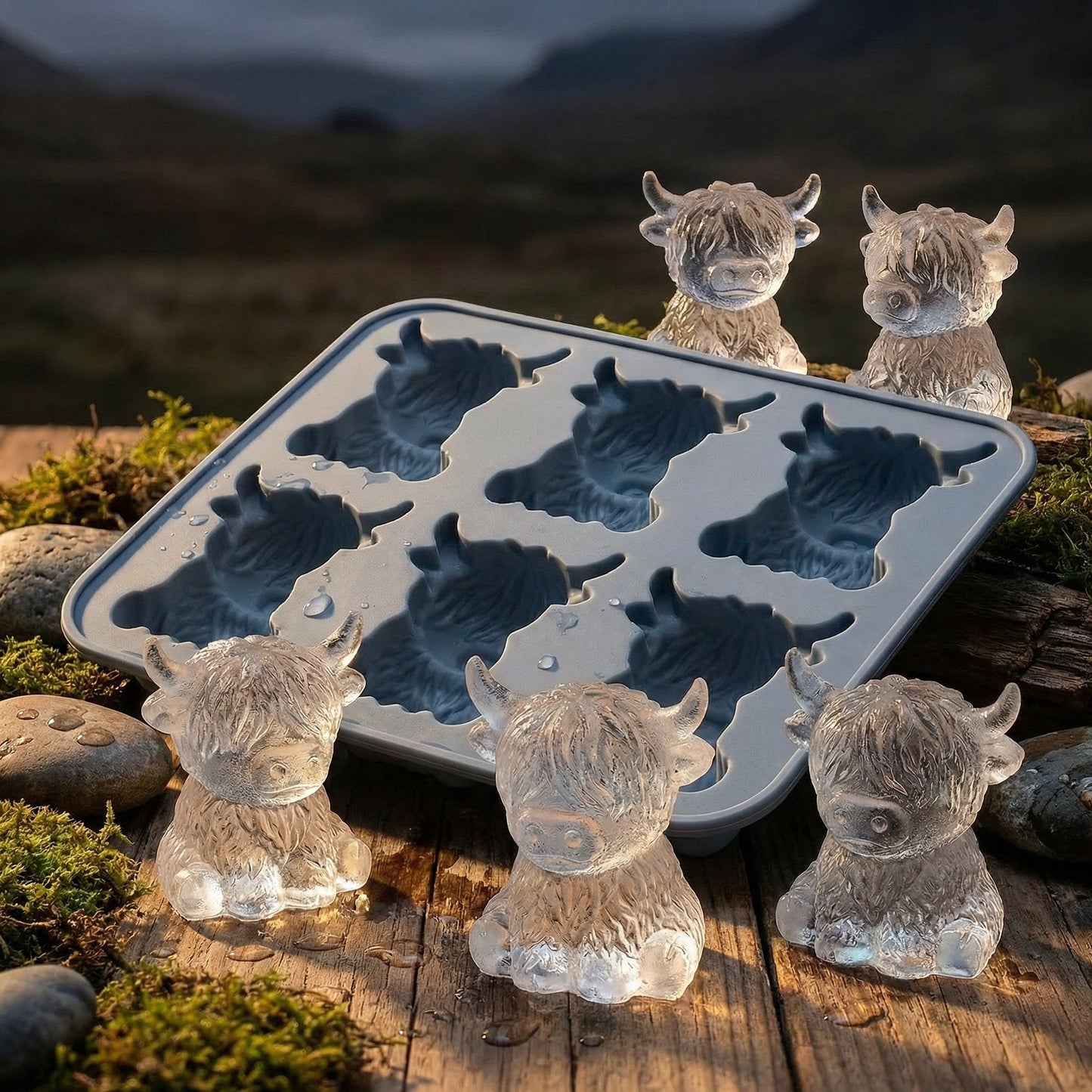 ⏳Last Day Special Price ￡19.99!!🐮 Mini Highland Cow Ice Cube Mold – Cute 3D Ice for Drinks, Parties & Gifts
