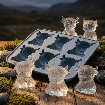 ⏳Last Day Special Price ￡19.99!!🐮 Mini Highland Cow Ice Cube Mold – Cute 3D Ice for Drinks, Parties & Gifts