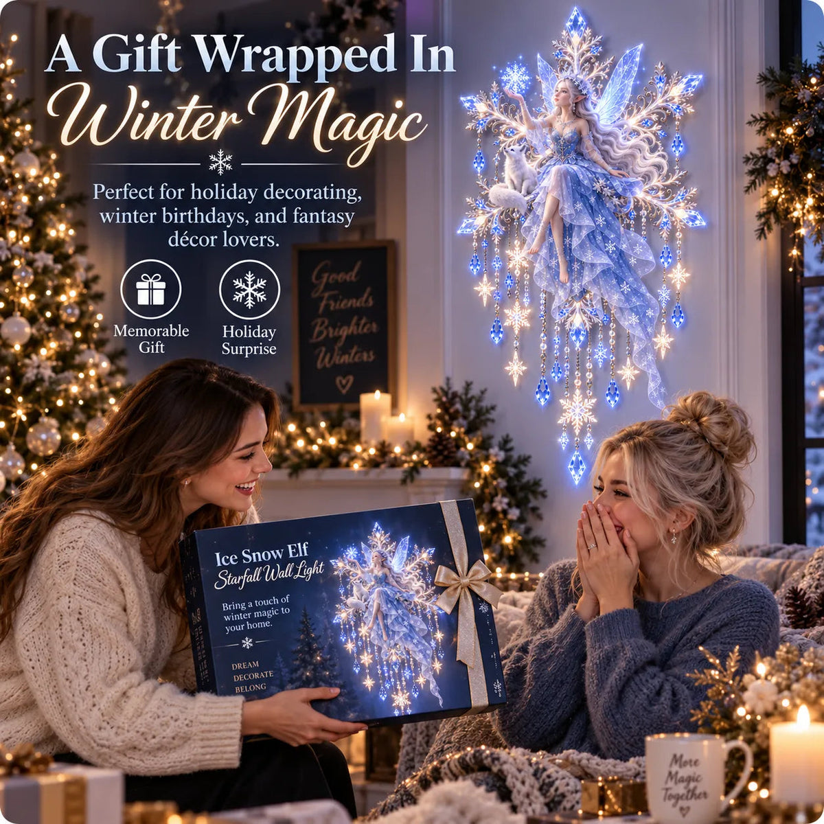 🔥 Last Day 49% OFF❄️Ice Snow Elf Starfall Wall Light