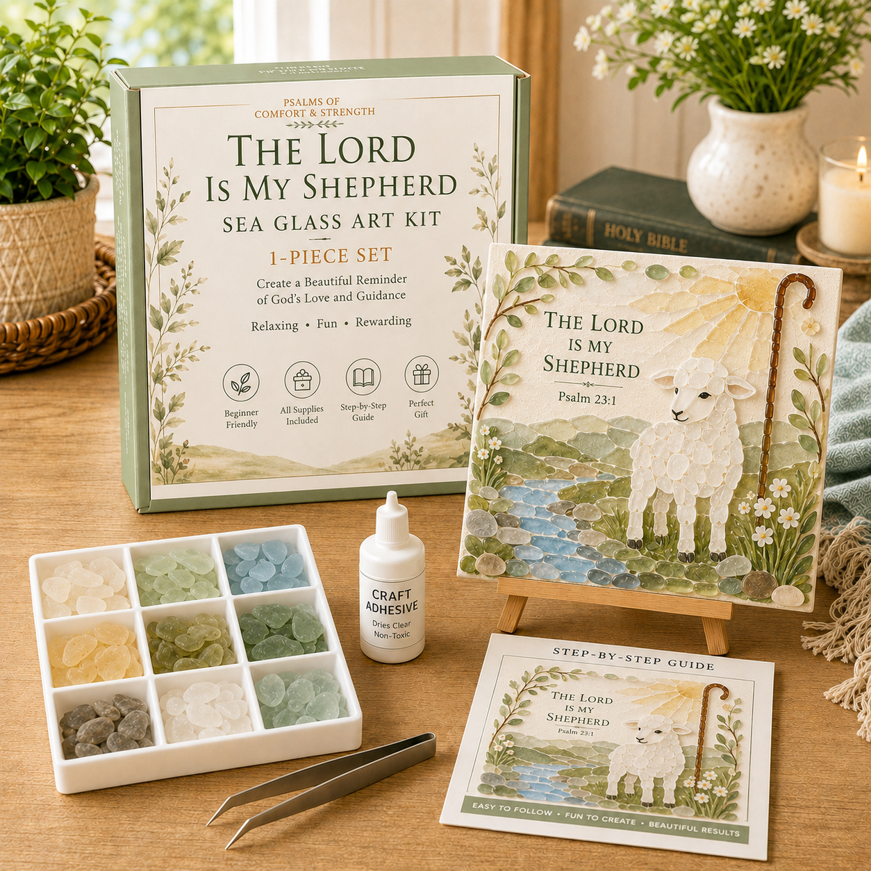 🔥 LAST DAY 49% OFF✝️ Psalms of Comfort & Strength Sea Glass Art Kit
