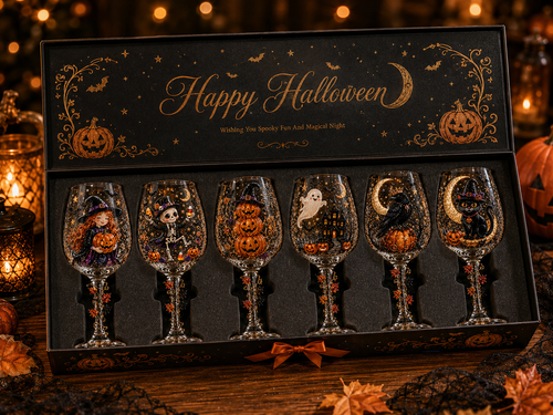 🔥🎁Halloween 3D Wine Glass Collection Gift Box Set✨