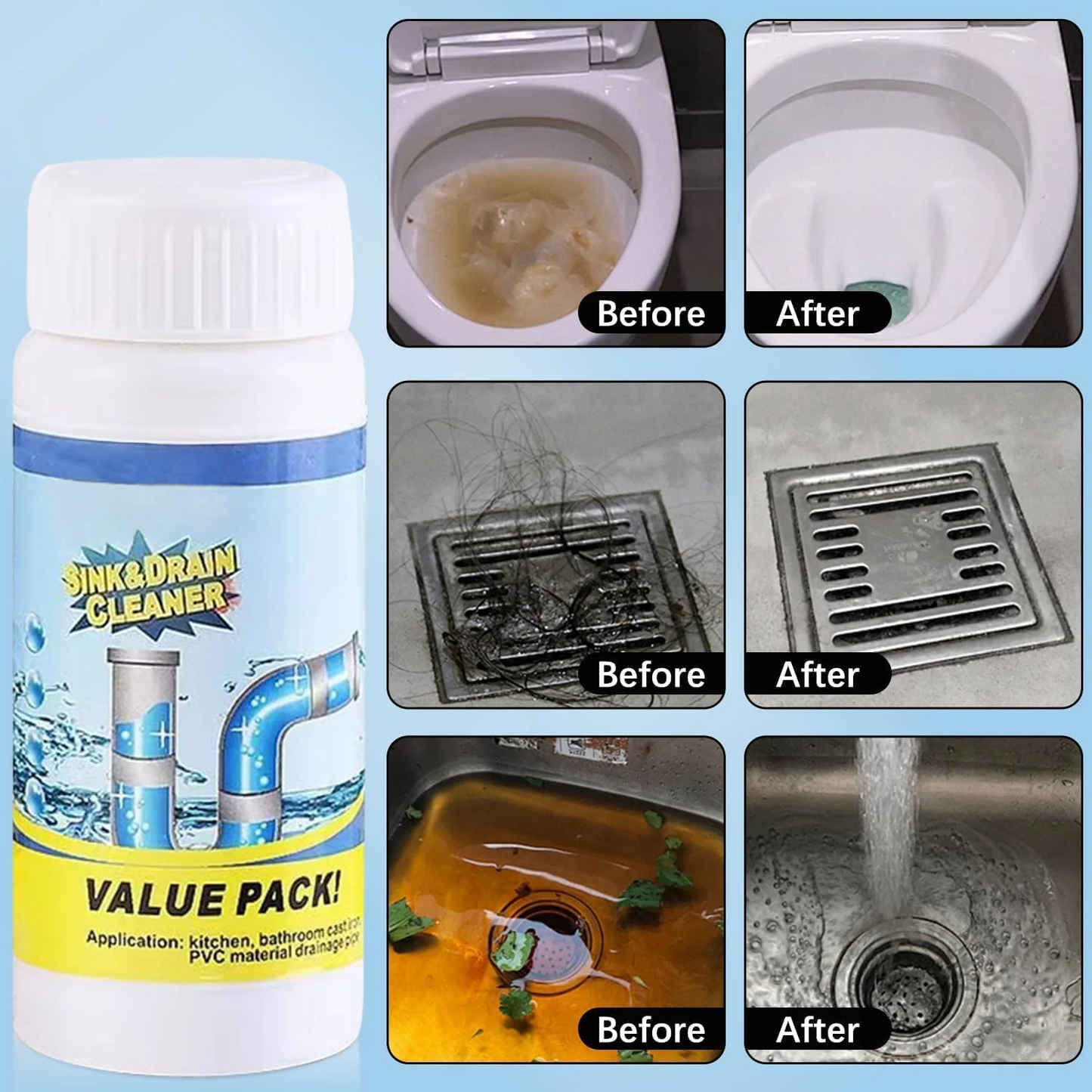 ✨LAST DAY 50% off✨ Powerful Sink Drain Cleaner - All-Purpose Pipe Dredging Powder for Home