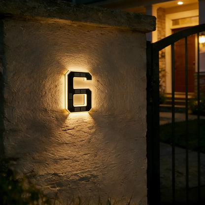 Solar Lighted House Numbers 9 Inch Waterproof LED Address Signs for Outside Modern House Numbers