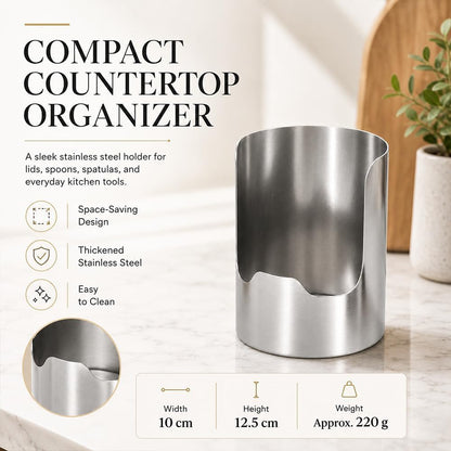Stainless Steel Utensil Holder & Pot Lid Organizer