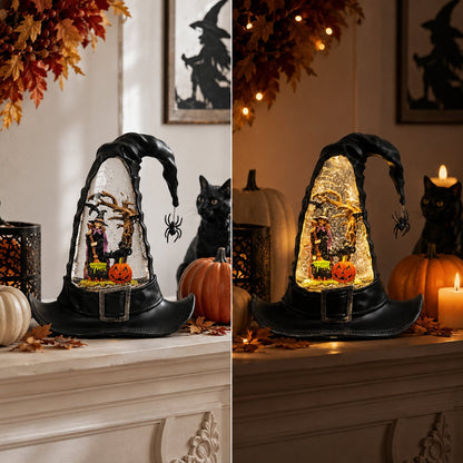 🔥HOT SALE 50% OFF 🌲Witches Hat Lighted Water Lantern With Swirling Glitter🎁