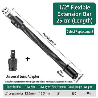 🔧🌀 1/2" Flexible Socket Extension Bar! Conquer Tight Spaces in Seconds🔩🚗