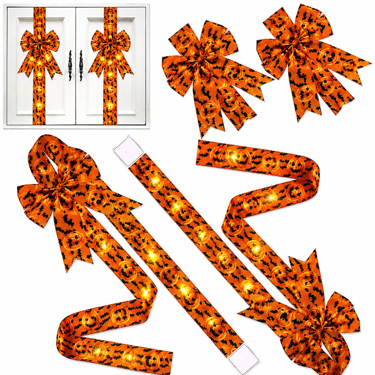 🎃 LED Light-Up Halloween Cabinet Door Bow — Turn Any Door Into a Spooky Statement! 👻✨