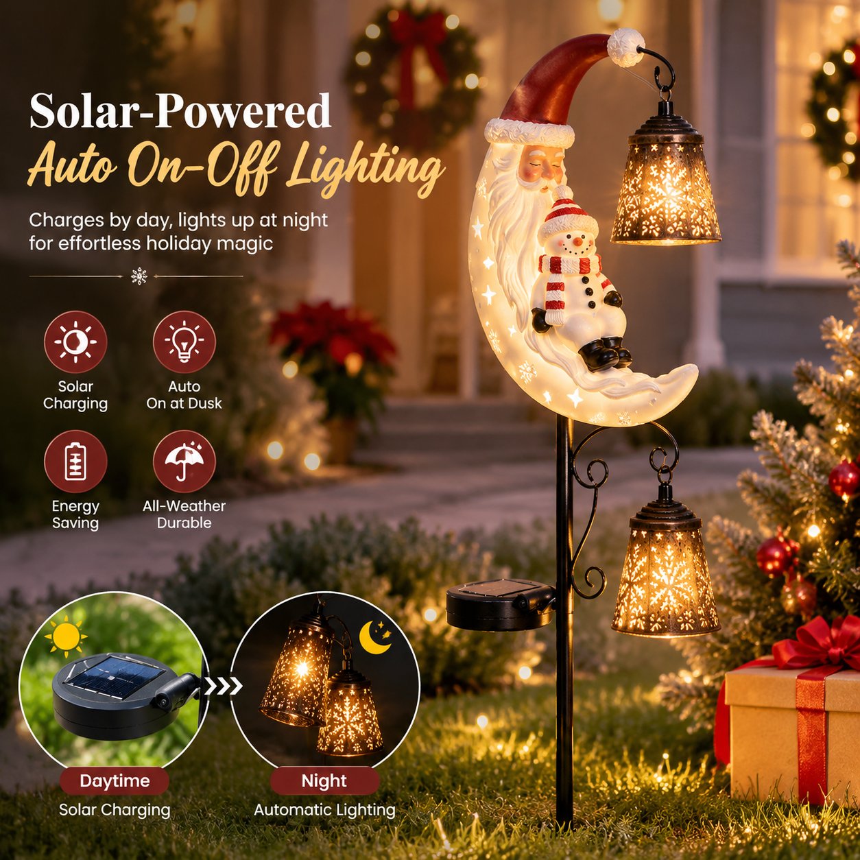 🔥Last Day 49% OFF🔔 Christmas Moon Solar Stake Light