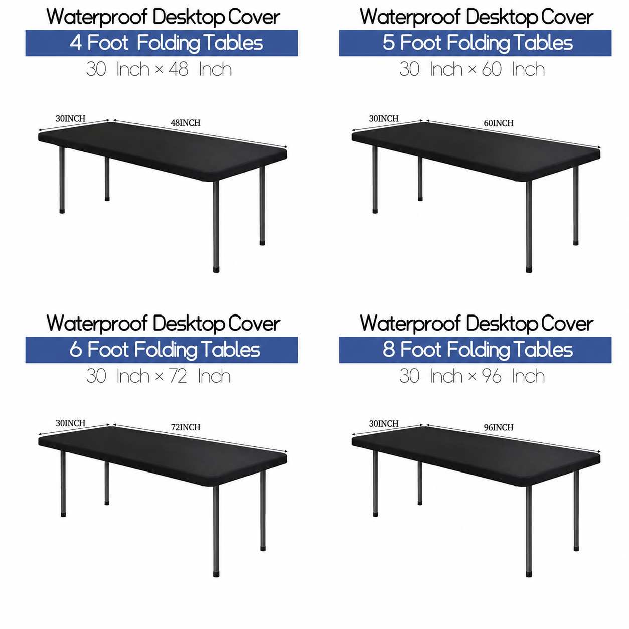 🌸 LIMITED TIME 60% OFF! ✨Pack Stretch Fabric Table Top Cap Cover, fits 4ft/6ft/8ft Tables