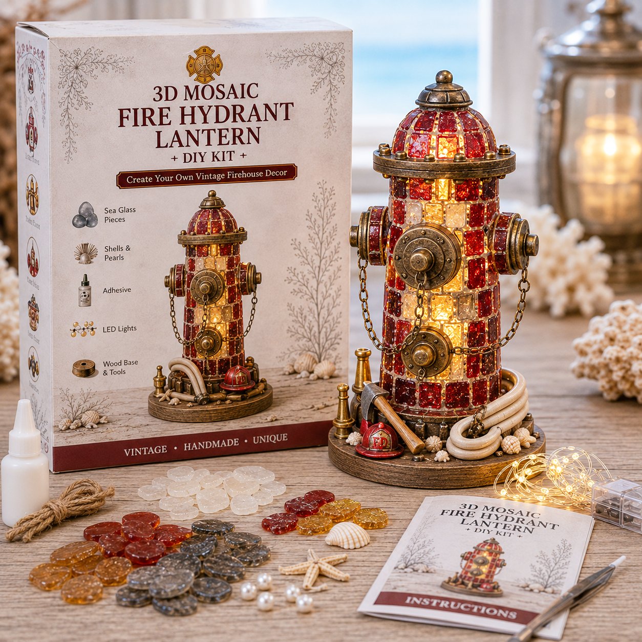 ⏳ Last Day 49% OFF – 🚒 Beginner-Friendly Vintage Firehouse Mosaic Light DIY Kit Collection | Complete Kit with Mosaic Pieces, LED Lights & Step-by-Step Guide Included 💕