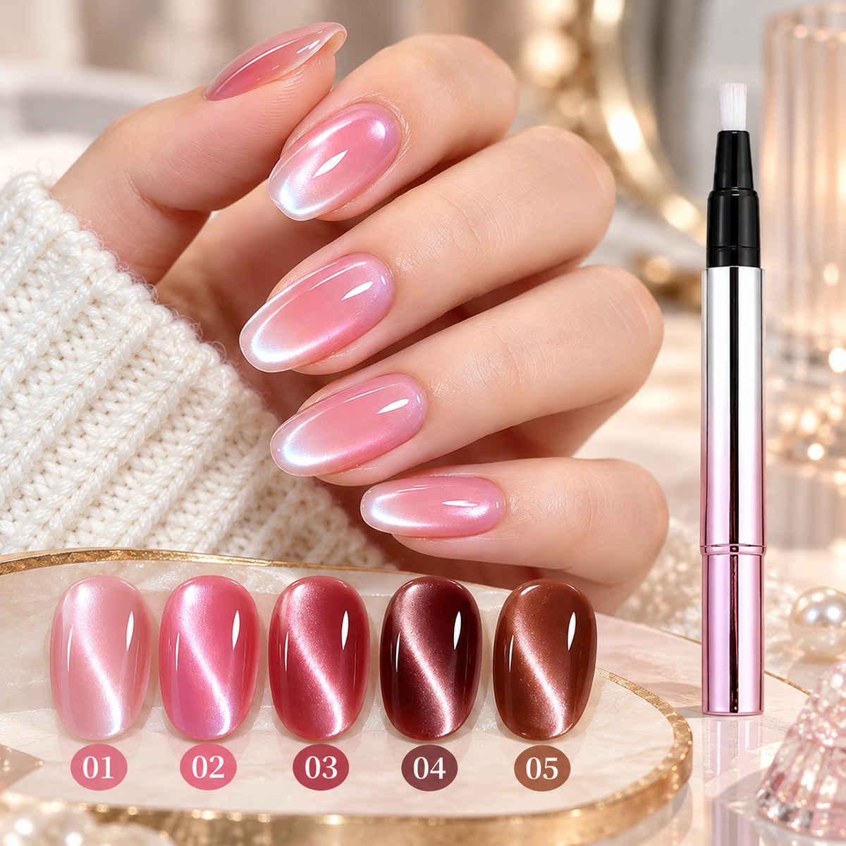 💅 6-in-1 Magnetic Cat-Eye Gel Nail Pen ✨ Salon-Style Nails at Home🍀