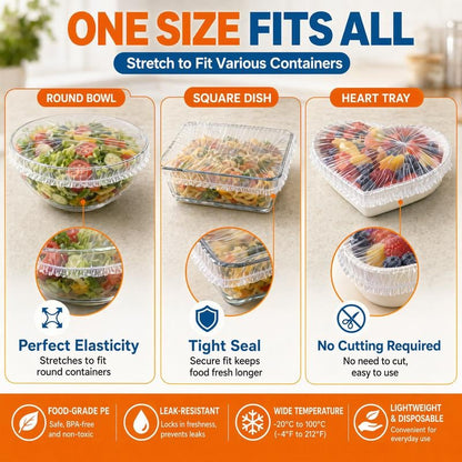 🔥100Pcs Medium Reusable Elastic Plastic Bowl Covers - Kitchen Bread Proofing🛒（副本）