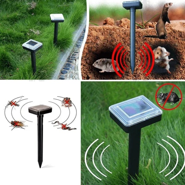 Upgraded 7000ft🔥Solar Power Ultrasonic Gopher Mice Mole Pest Snake Repellent