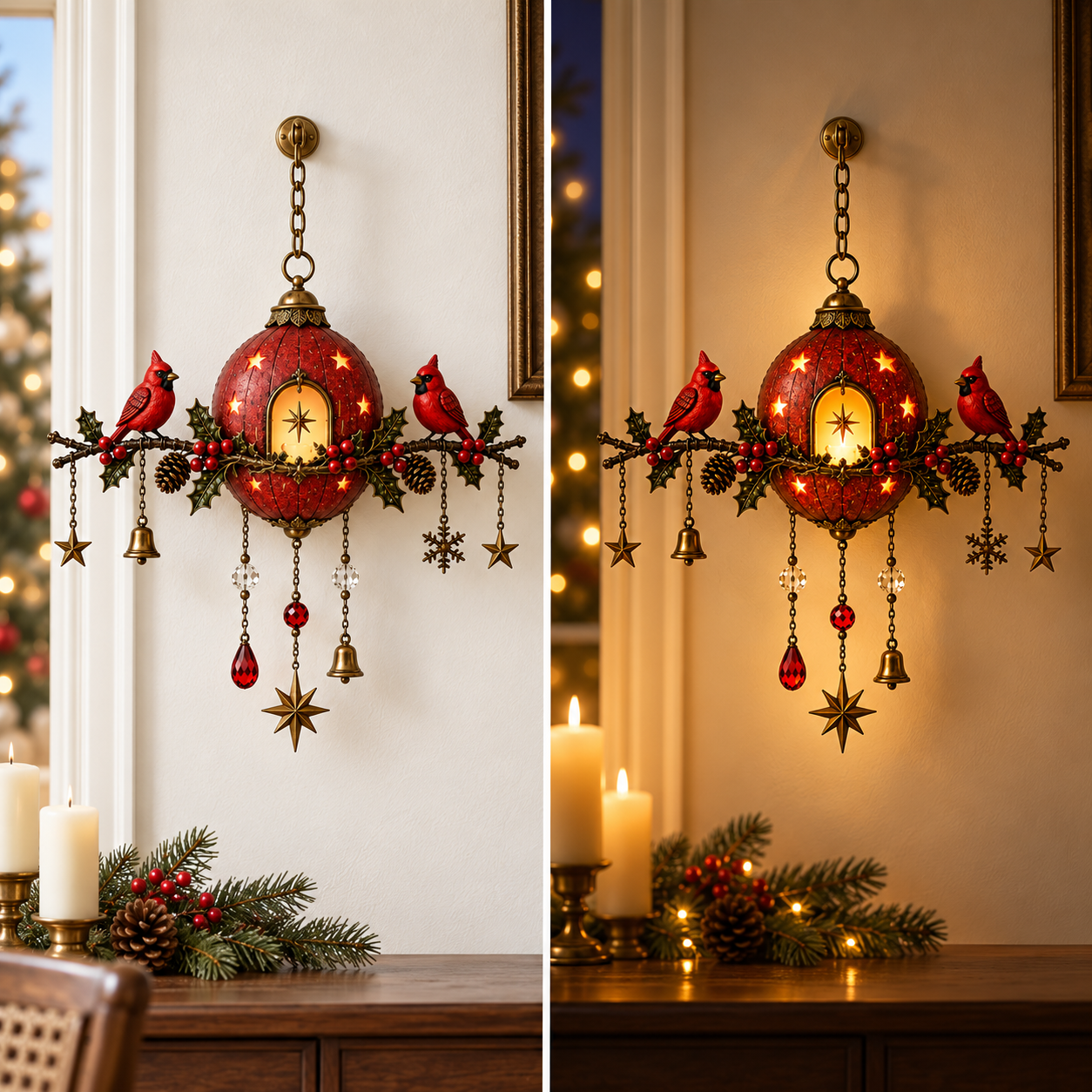Cardinal wall decoration day and night