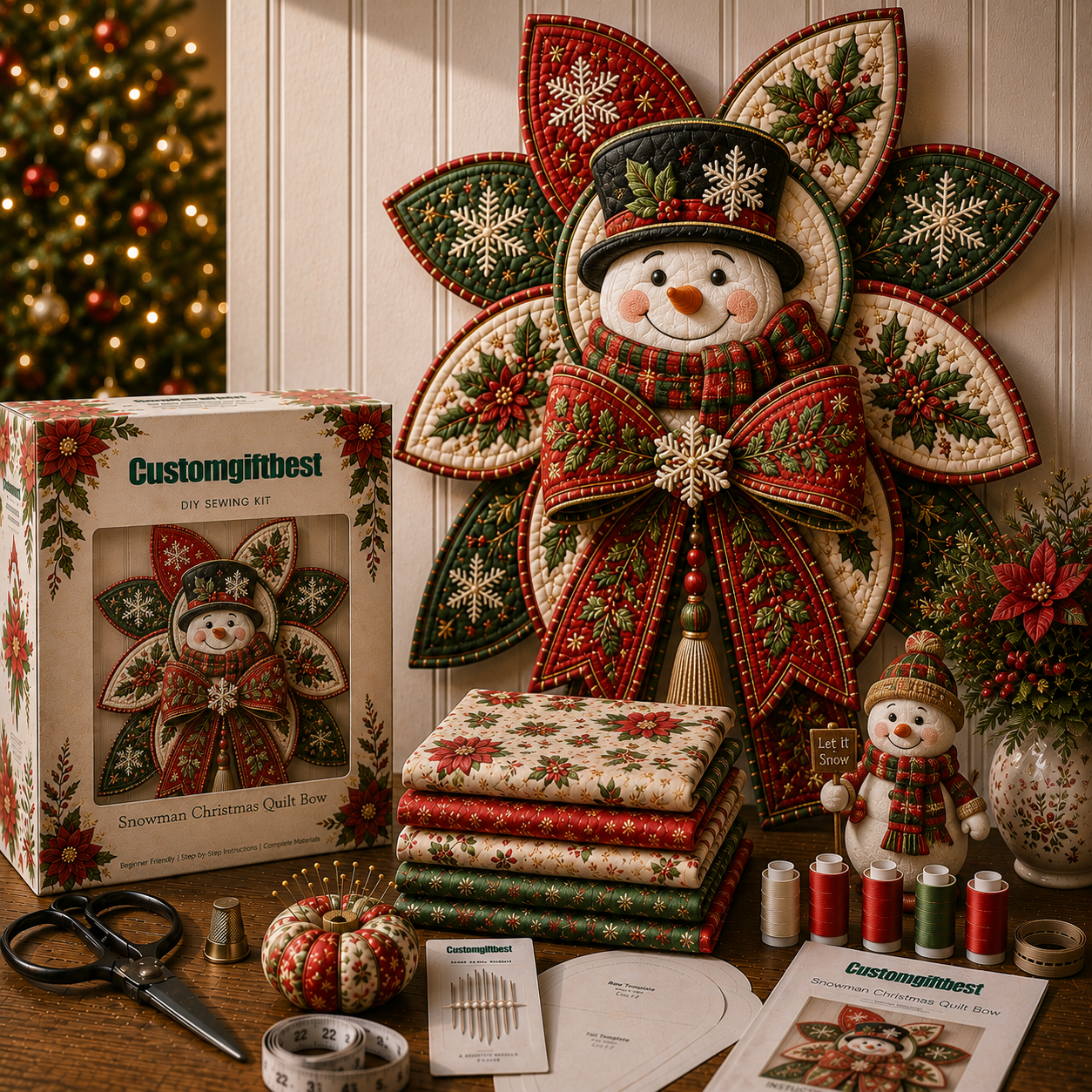 Christmas Quilt Bow DIY Sewing Kit