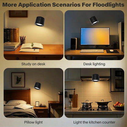 2 Pack 360° Rotatable Rechargeable Touch Wall Lamp with Double Sided Light Source