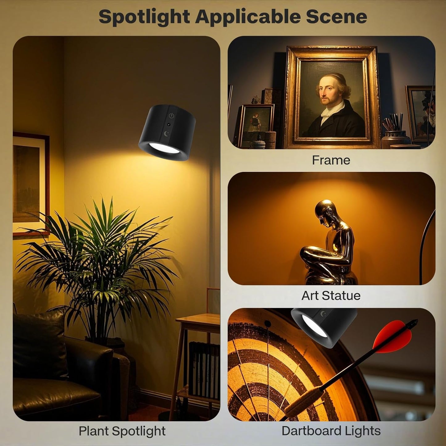 2 Pack 360° Rotatable Rechargeable Touch Wall Lamp with Double Sided Light Source