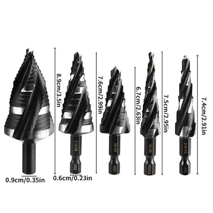 5-Piece HSS Step Drill Bit Set for Metal