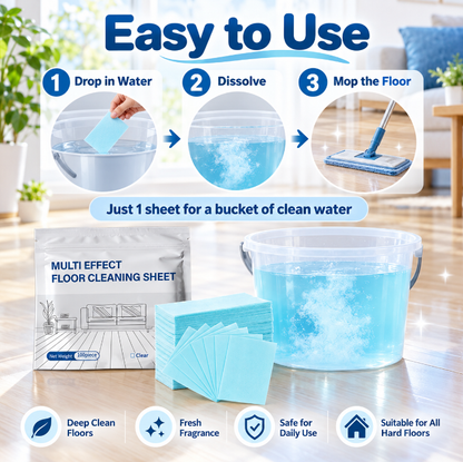 100 PCS 🧼 Dissolvable Floor Cleaning Sheets – Just Add Water & Mop🍀