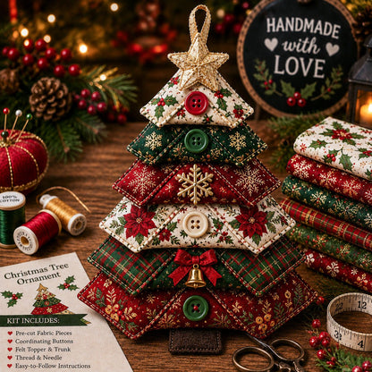 🔥Last Day 49% OFF - Layered Fabric Tree Ornament DIY Sewing Kit