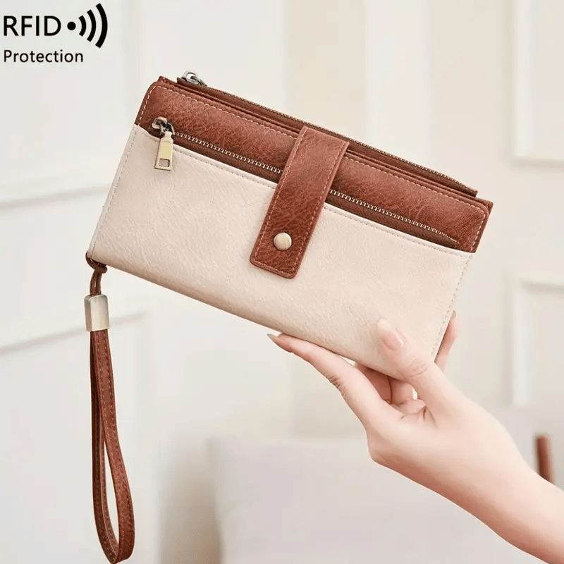 🔥Last Day 49% OFF-Women's long wallet, stylish clutch, elegant solid color RFID blocking leather wallet