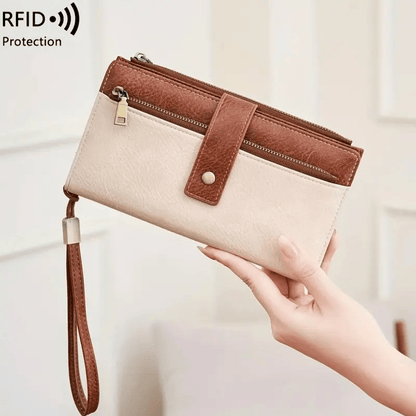 🔥Last Day 49% OFF-Women's long wallet, stylish clutch, elegant solid color RFID blocking leather wallet