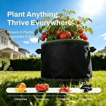 ⭐🌱 5-Pack 5 Gallon Grow Bags – Heavy Duty Aeration Fabric Pots with Handles for Vegetables, Flowers & Fruits 🪴