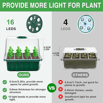 Seed Starter Tray with Grow Light, 4 Pack Seed Starter Kit with Timing Controller Adjustable Brightness