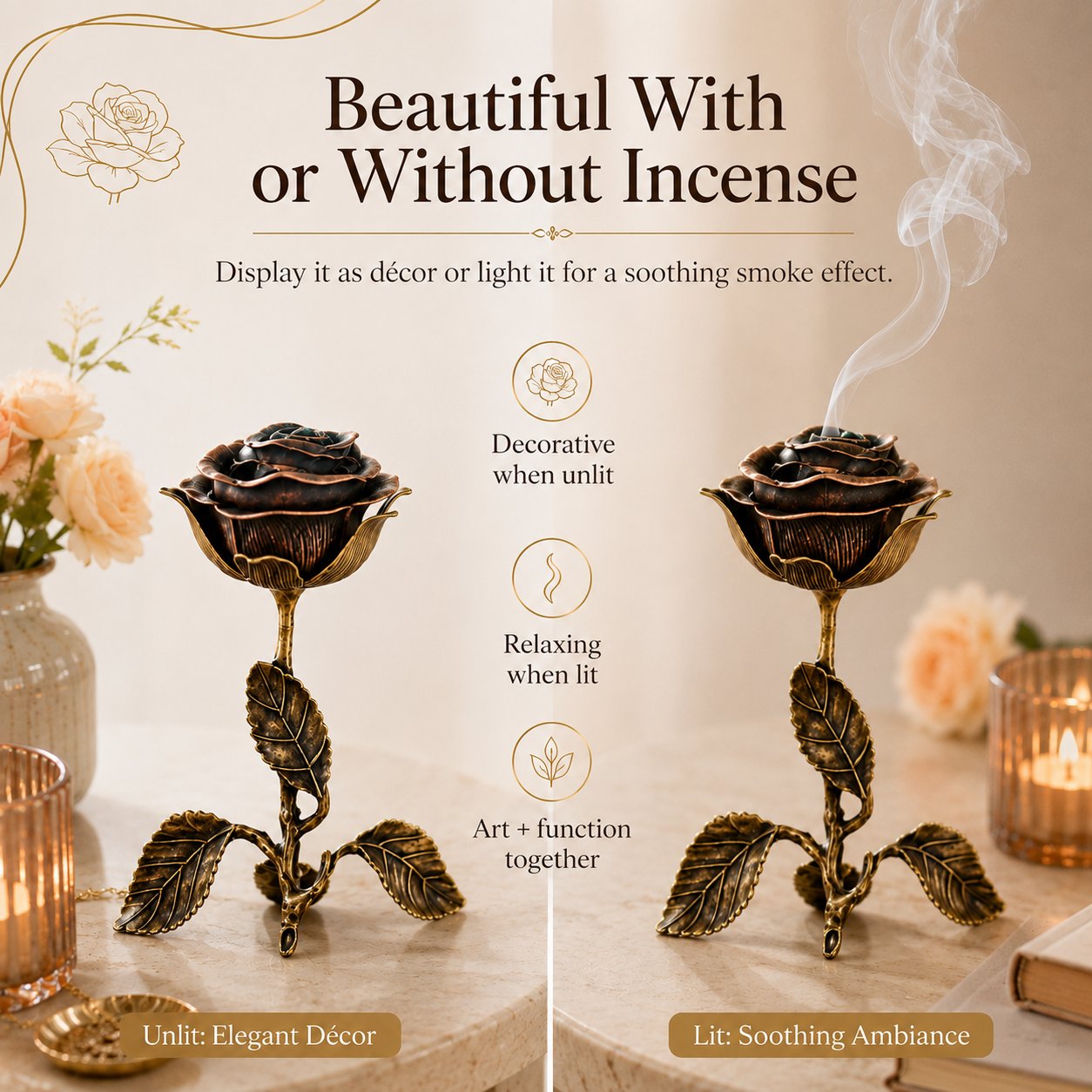 🔥Hot Sale 49% off 🌹💕Vintage Rose Incense Burner
