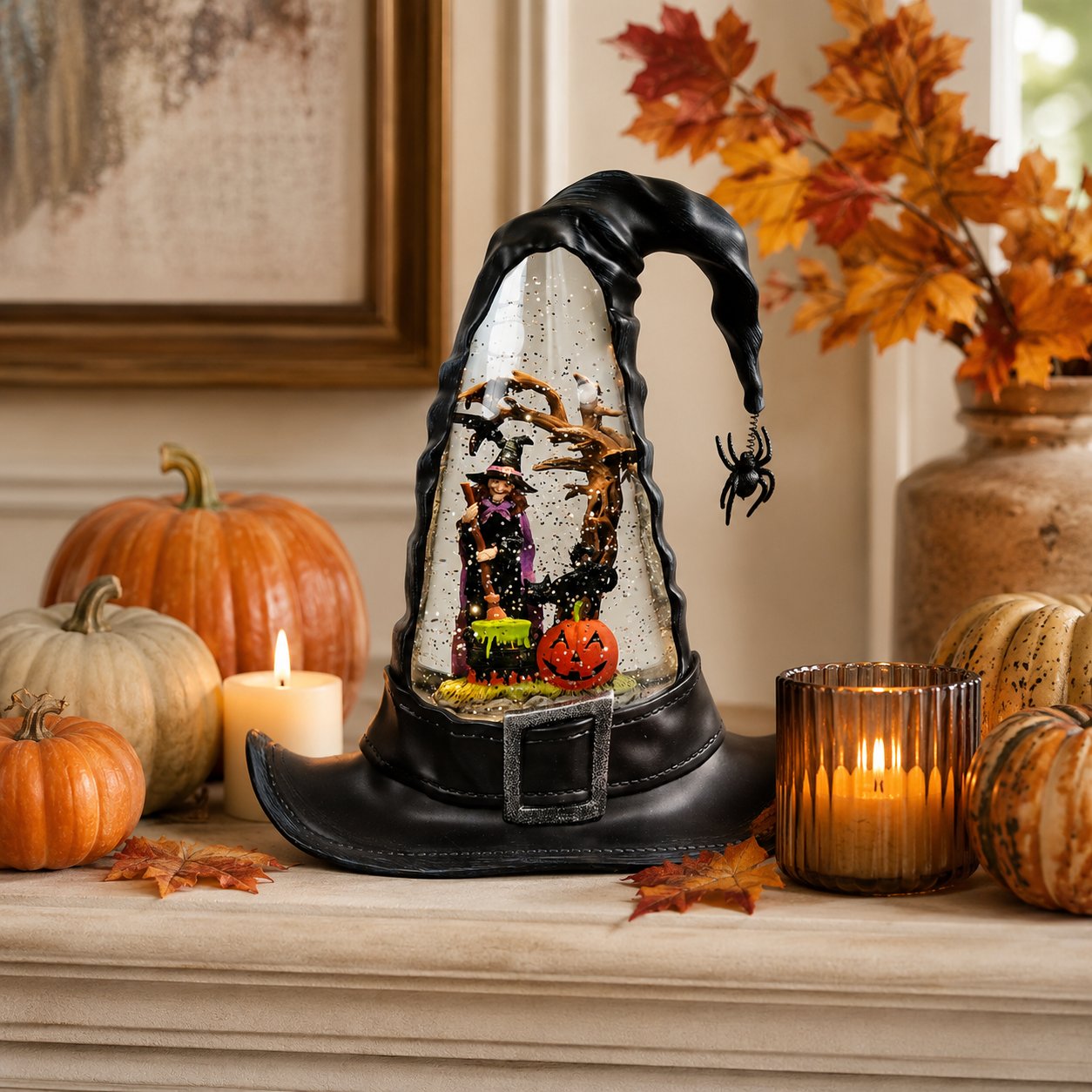 🔥HOT SALE 50% OFF 🌲Witches Hat Lighted Water Lantern With Swirling Glitter🎁