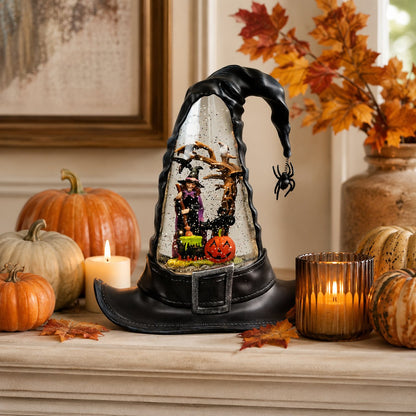 🔥HOT SALE 50% OFF 🌲Witches Hat Lighted Water Lantern With Swirling Glitter🎁
