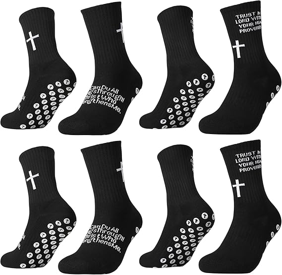 🧦✝️Anti-slip Football Socks Bible Verse Cross Soccer Socks ⚽ for Youth Men Women