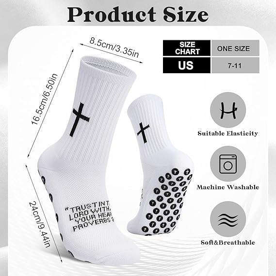 🧦✝️Anti-slip Football Socks Bible Verse Cross Soccer Socks ⚽ for Youth Men Women